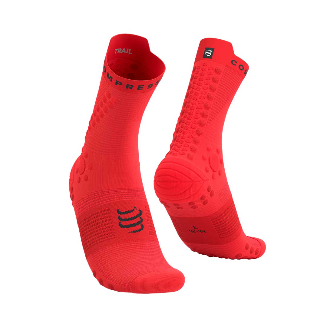 PRO RACING SOCKS TRAIL FLUO RED/BLACK