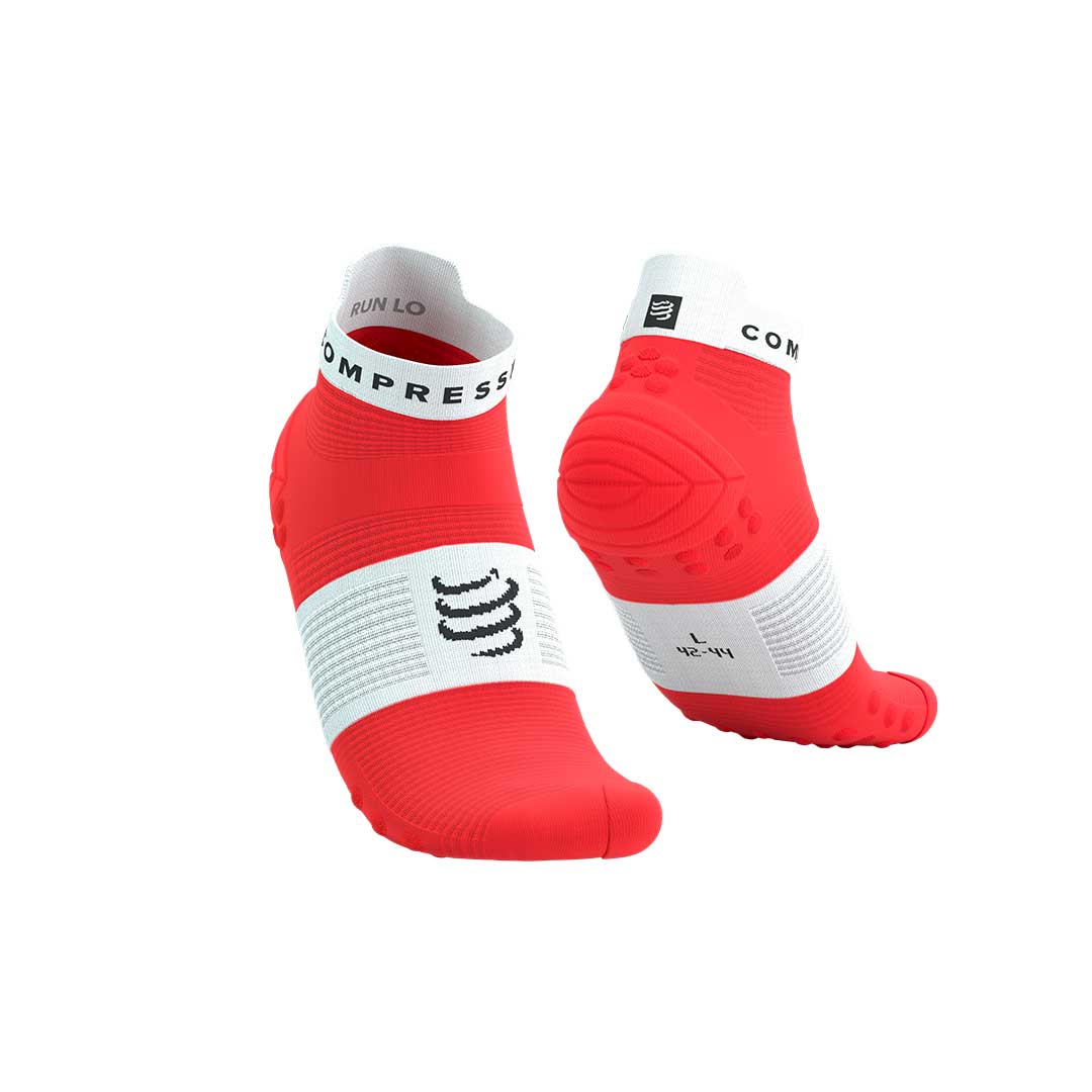 PRO RACING SOCKS RUN LOW FLUO RED/WHITE