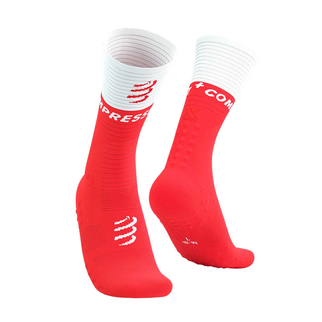 Mid Compression Socks V2.0 - FLUO RED/WHITE