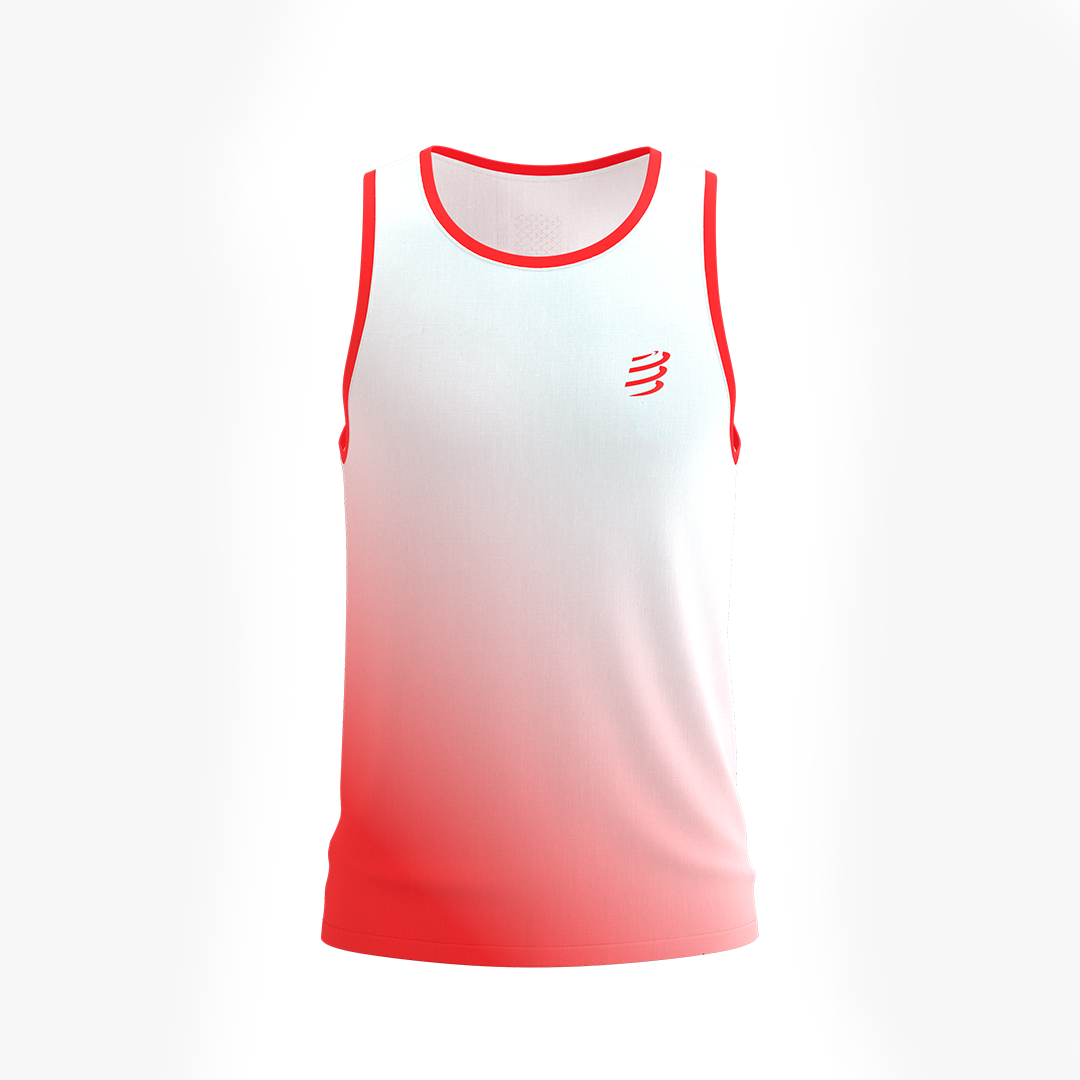 PERFORMANCE SINGLET M Fluo Red/White