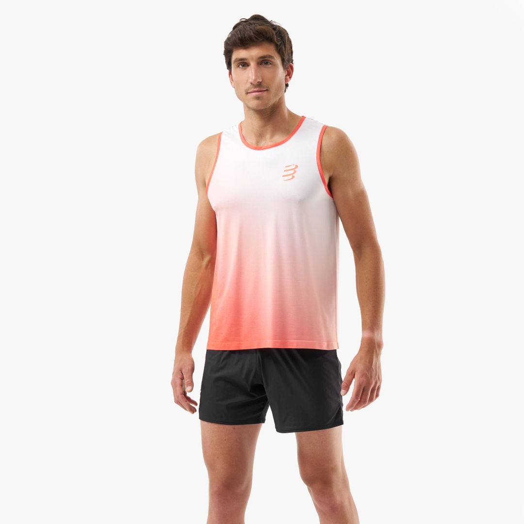 PERFORMANCE SINGLET M Fluo Red/White
