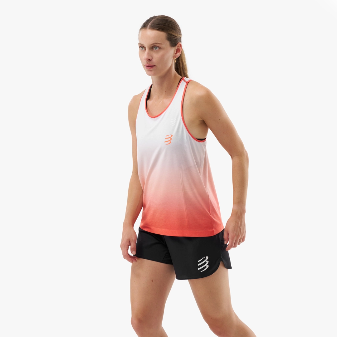 PERFORMANCE SINGLET WOMAN Fluo Red/White