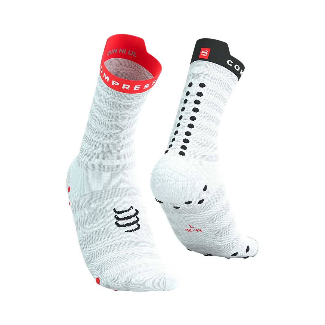 Pro Racing Socks v4.0 Ultralight Run High - WHITE/FLUO RED/BLACK