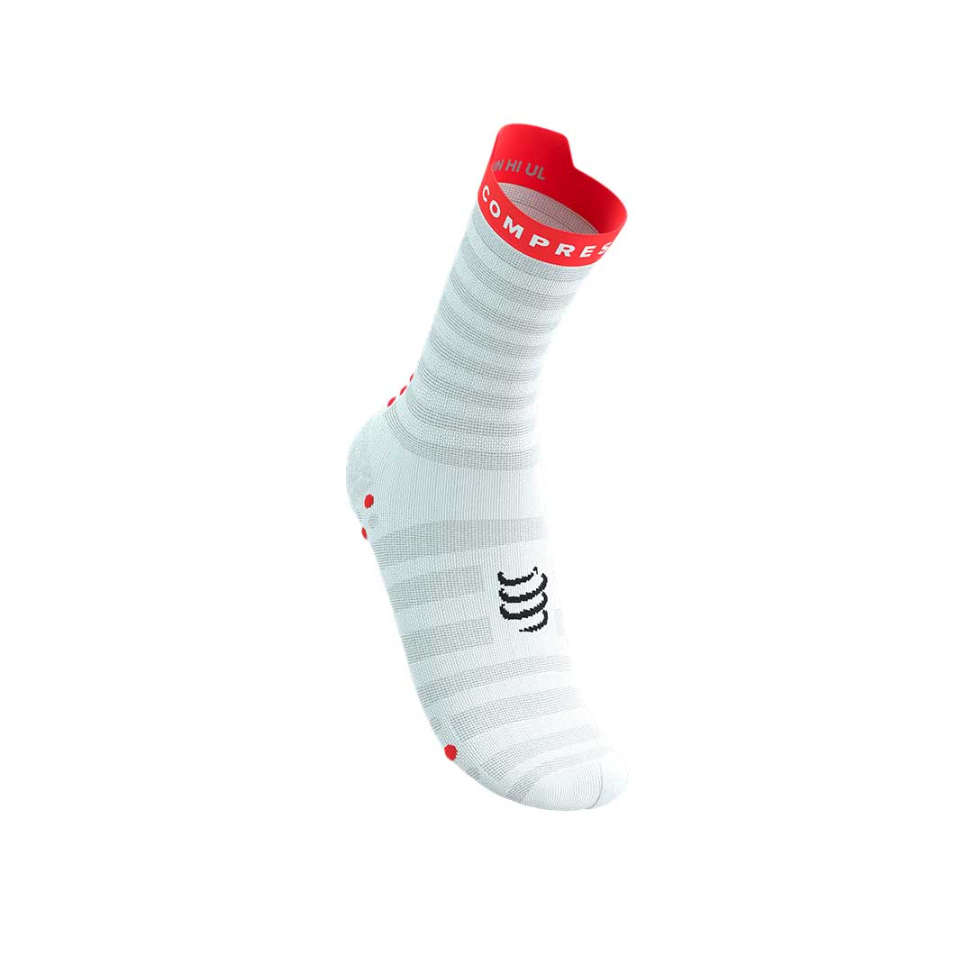 Pro Racing Socks v4.0 Ultralight Run High - WHITE/FLUO RED/BLACK