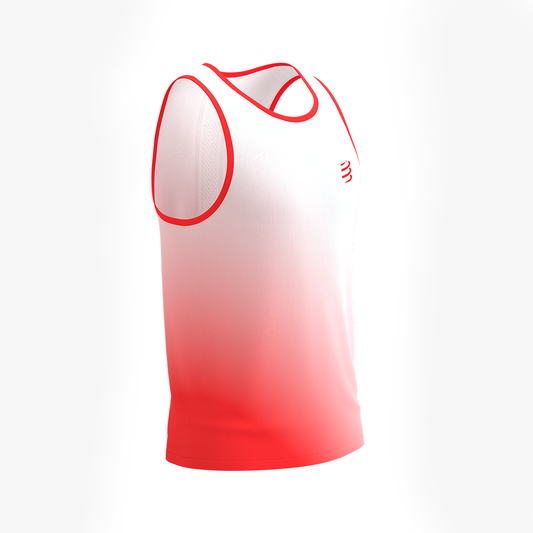 PERFORMANCE SINGLET M Fluo Red/White