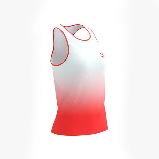 PERFORMANCE SINGLET WOMAN Fluo Red/White