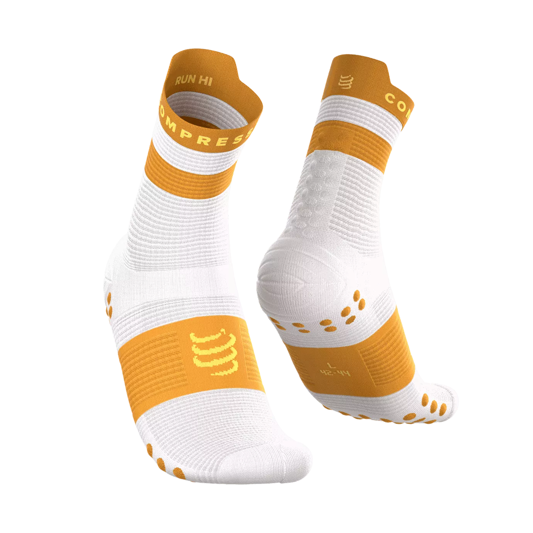 Pro Racing Socks V4.0 Run High - WHITE/SUNFLOWER