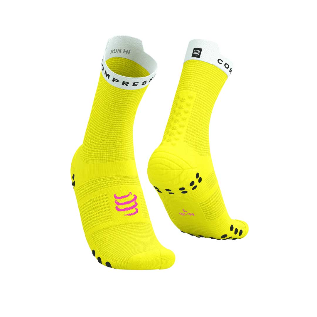 PRO-RACING SOCKS RUN HI SAFE YELLOW WHITE